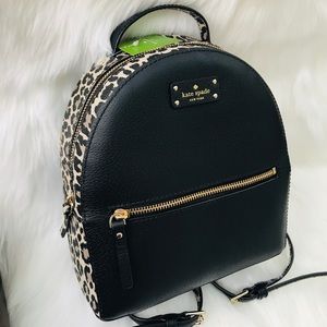 NWT Kate Spade~Black Multi Leopard Backpack